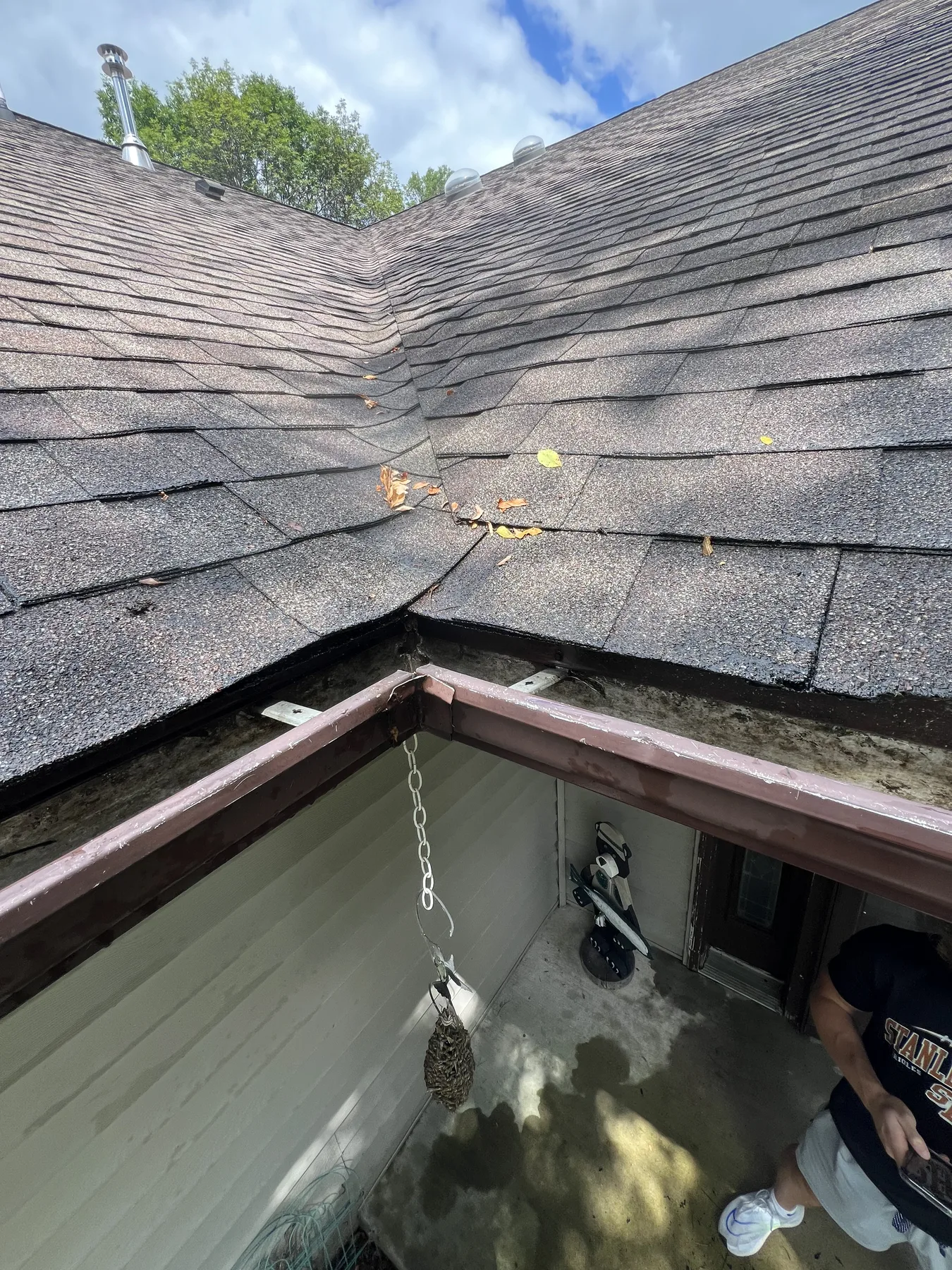 Gutter and roof edge after professional gutter cleaning by Majestic Shine