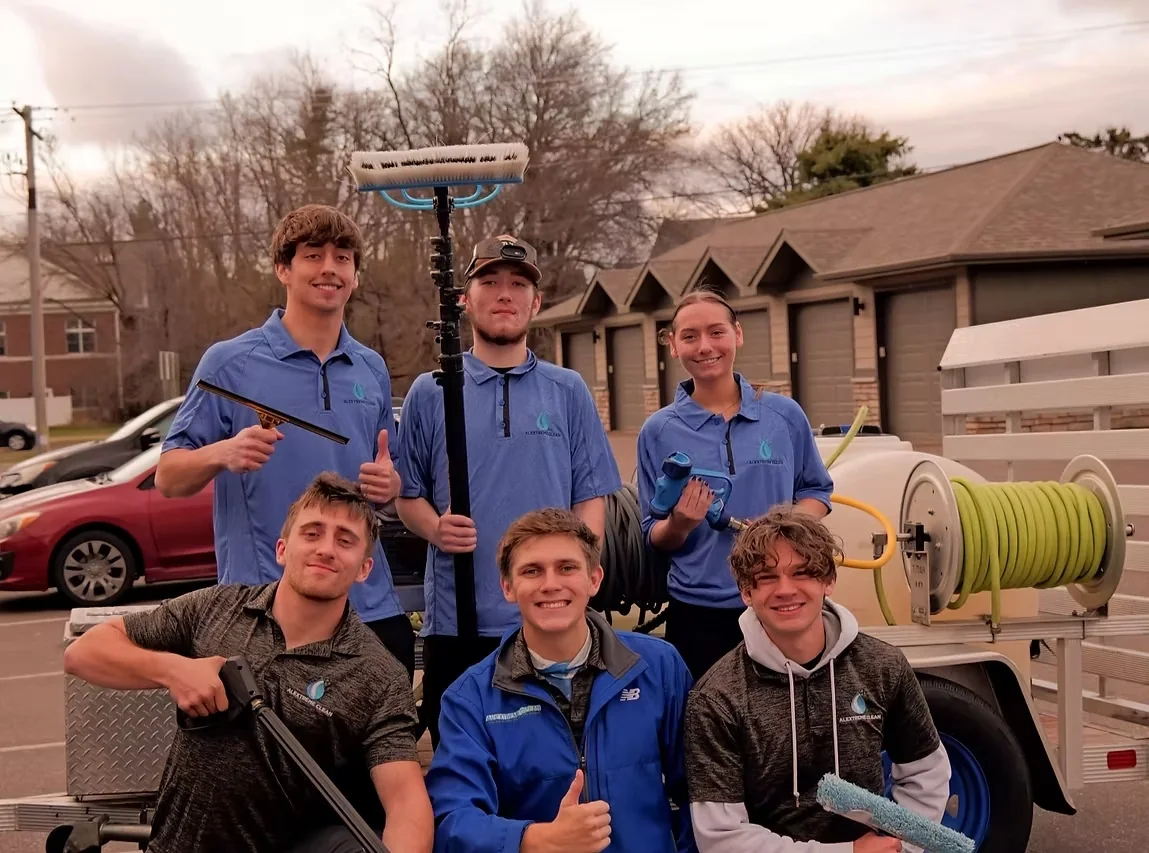 Majestic Shine Exterior Washing team with professional window-cleaning equipment in Wisconsin